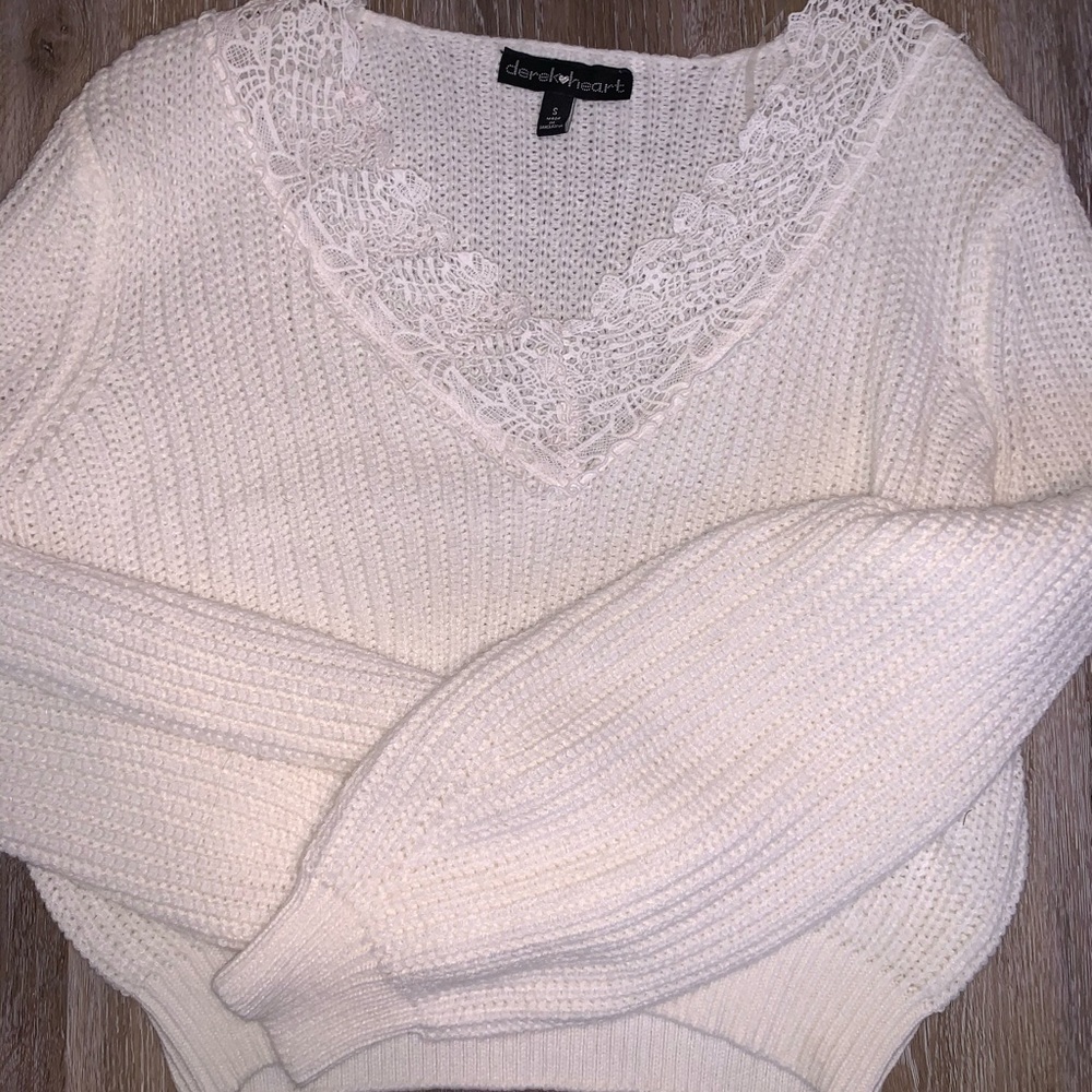 Cropped white sweater